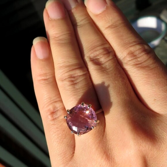 Huge Natural Pink Mauve Tourmaline In Sterling Silver Ring, 10.79ct. Size 7 - Picture 4 of 11